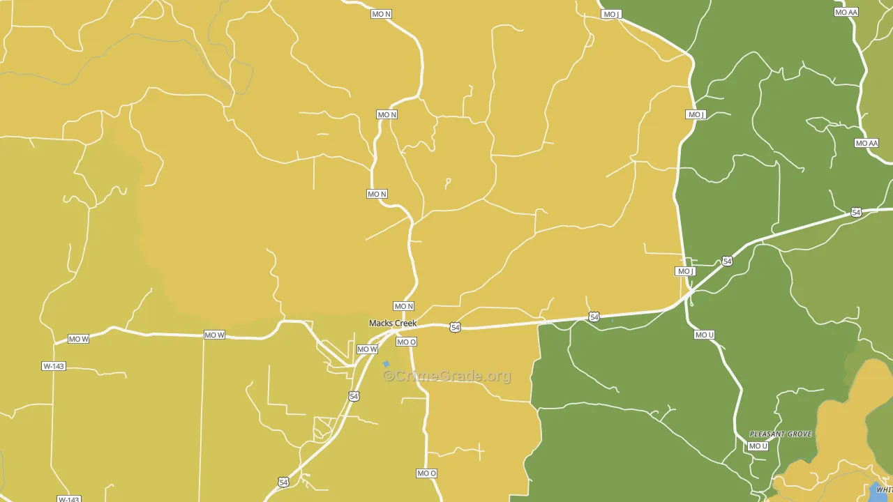 Macks Creek, MO Map of Assault Rates