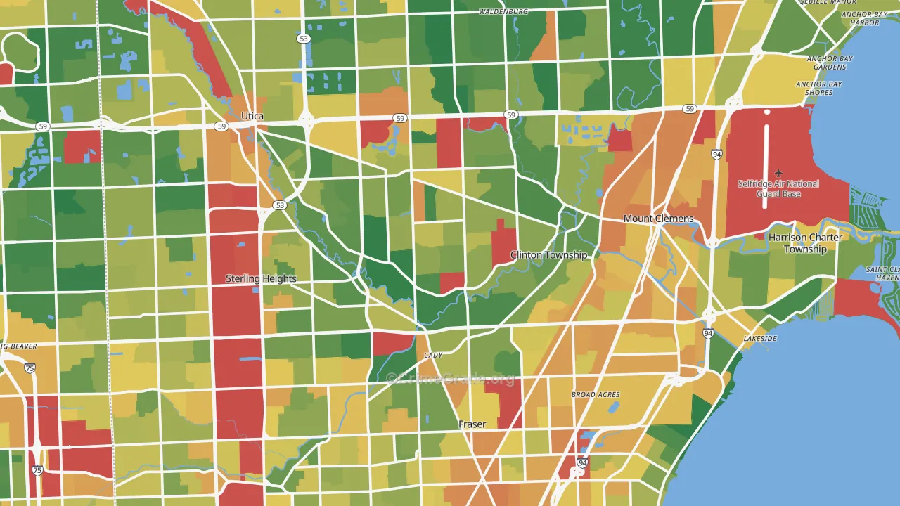 Macomb County, MI Map of Assault Rates