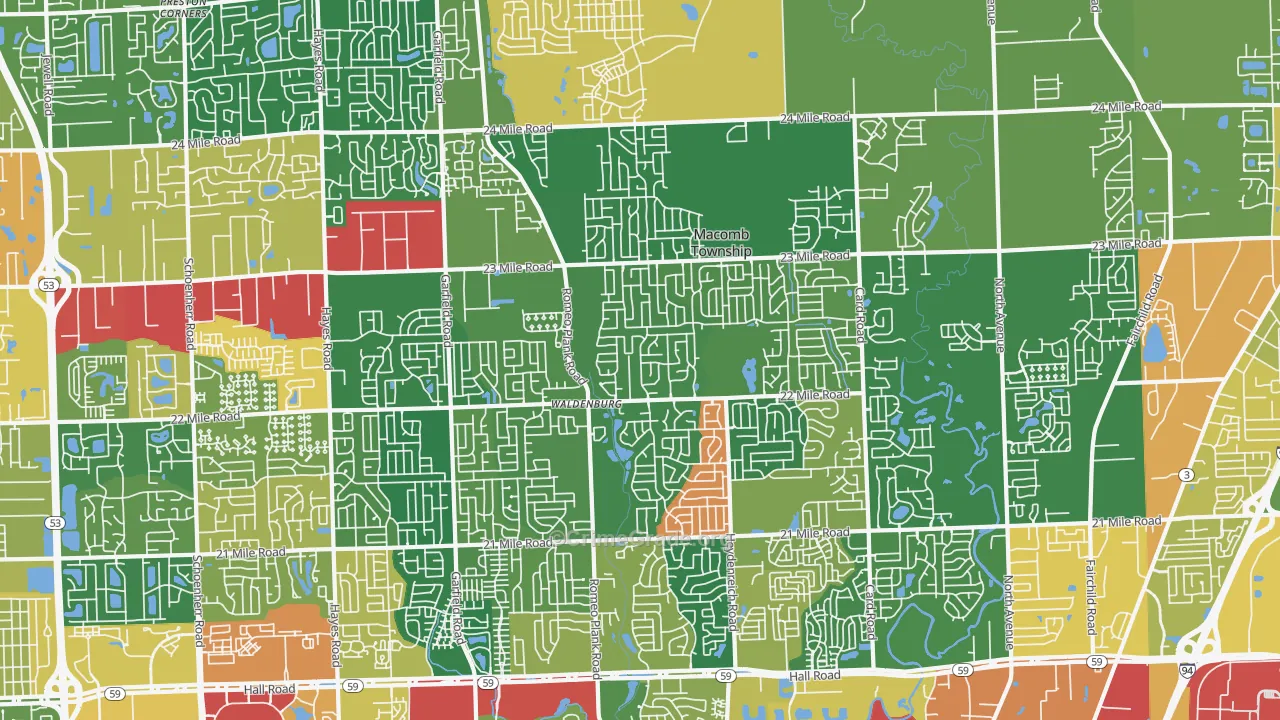 Macomb, MI Map of Assault Rates