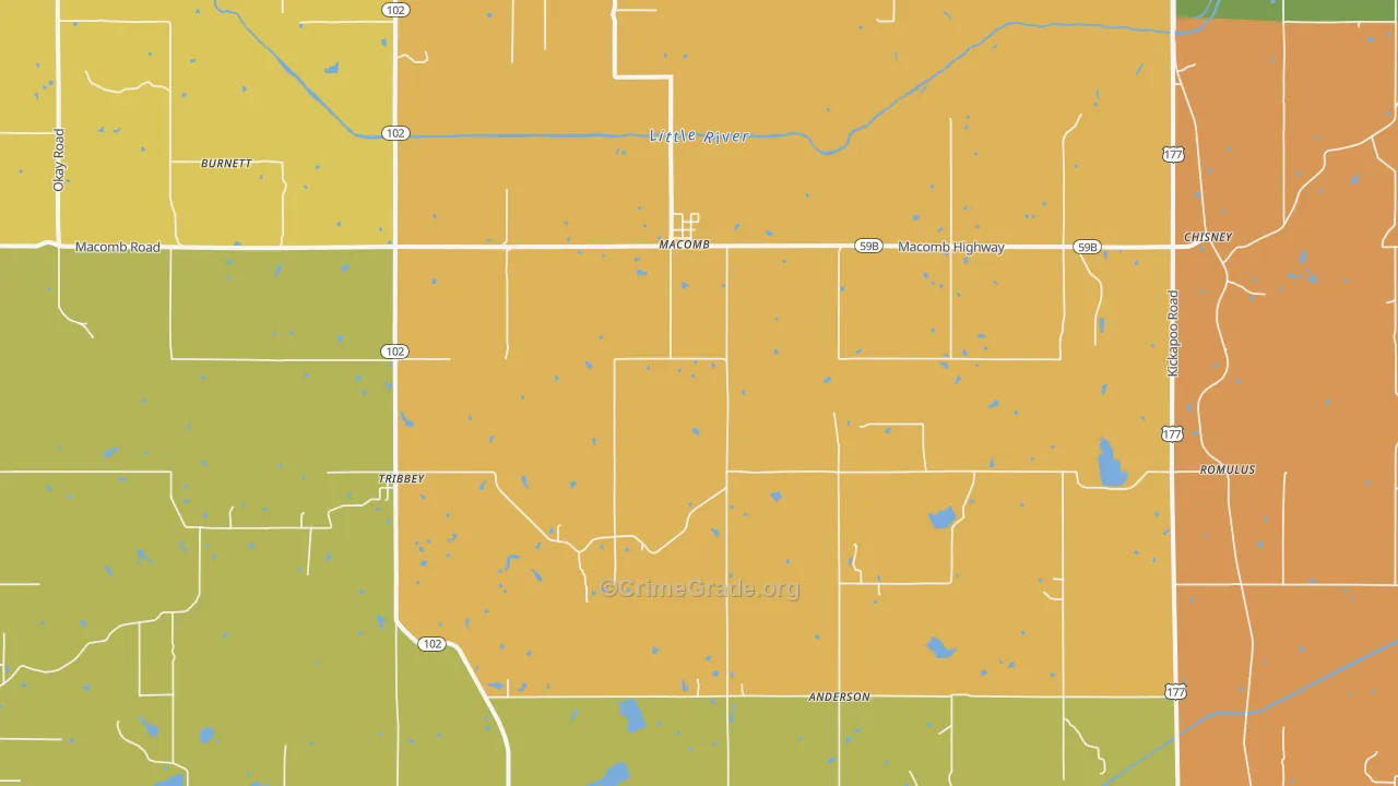 Macomb, OK Map of Assault Rates