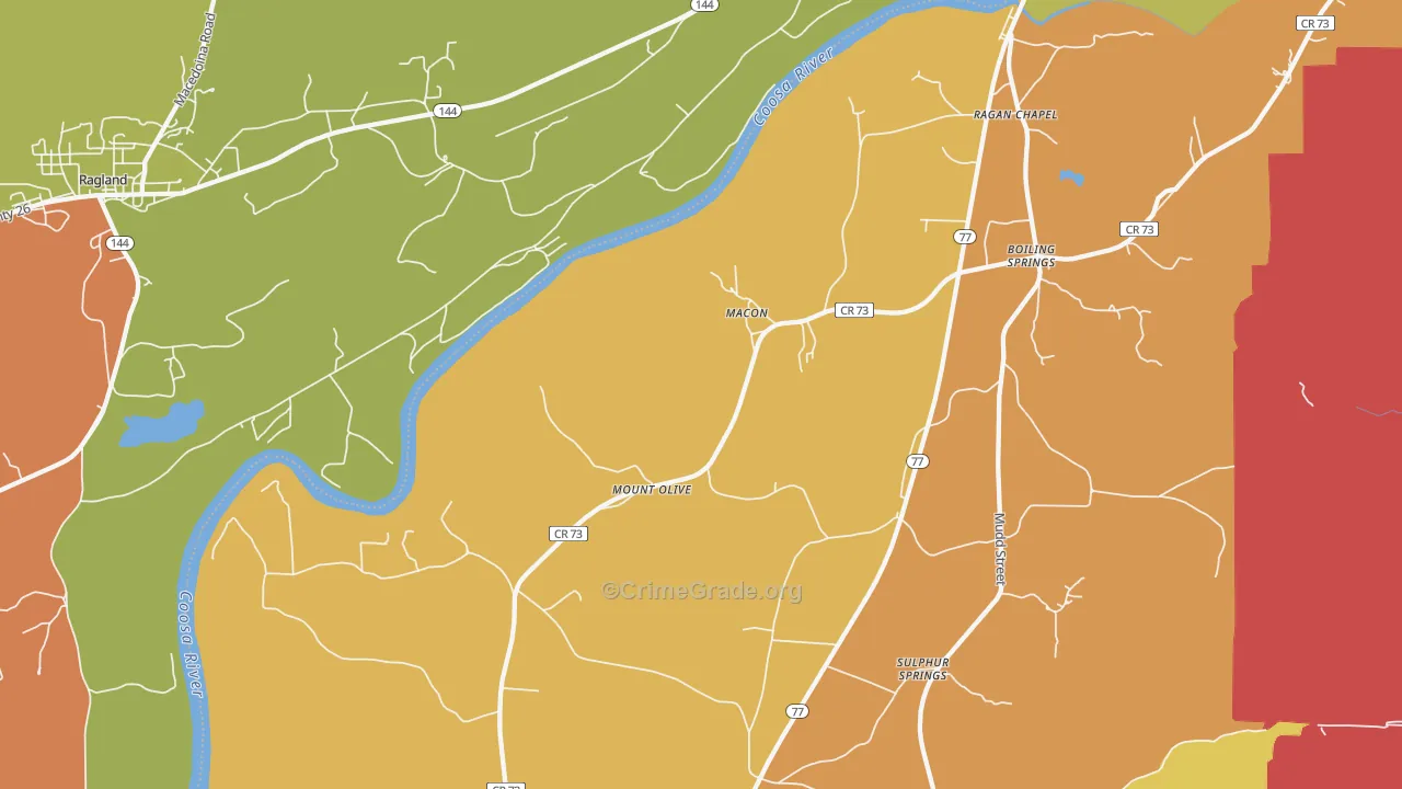 Macon, AL Map of Assault Rates
