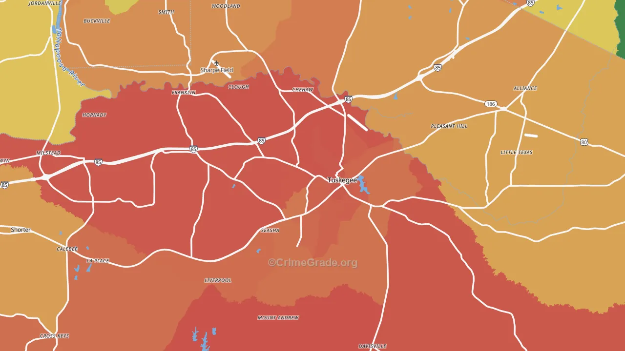 Macon County, AL Map of Assault Rates