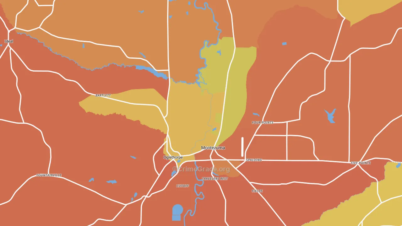 Macon County, GA Map of Assault Rates