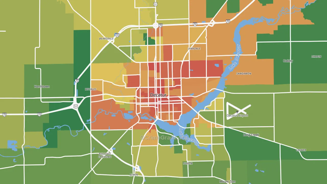 Macon County, IL Map of Assault Rates