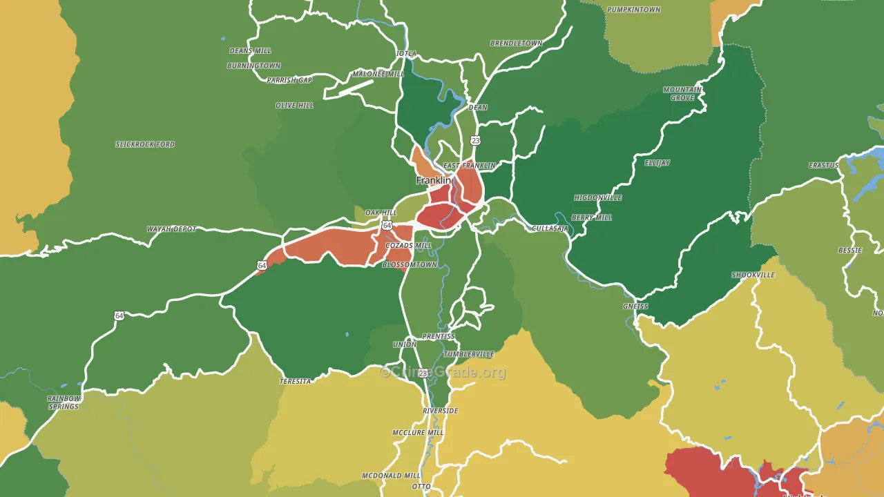 Macon County, NC Map of Assault Rates