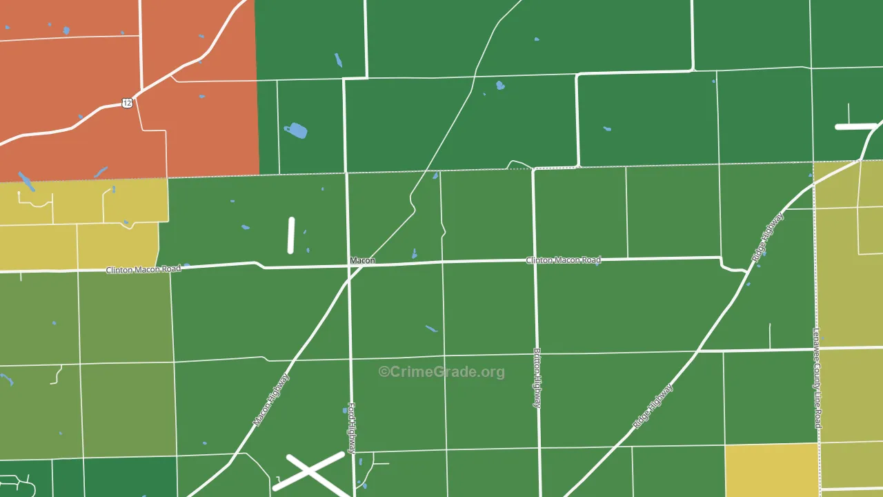 Macon, MI Map of Assault Rates