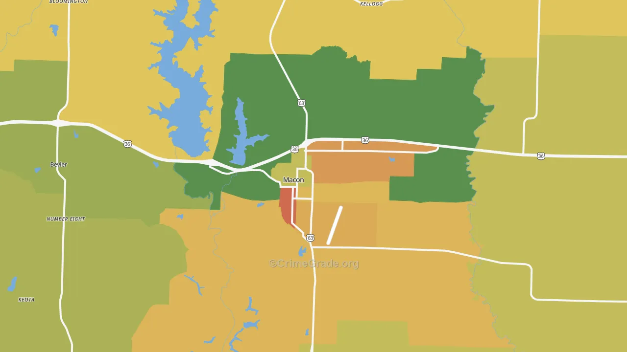 Macon, MO Map of Assault Rates