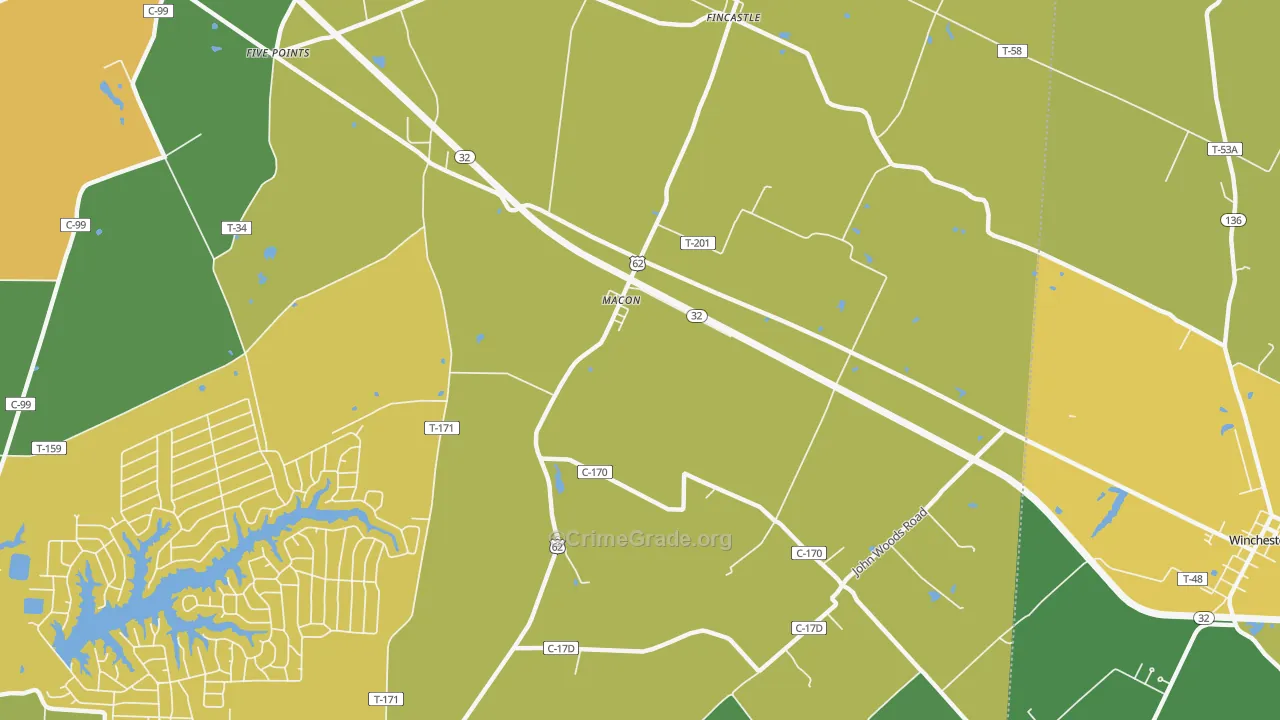 Macon, OH Map of Assault Rates