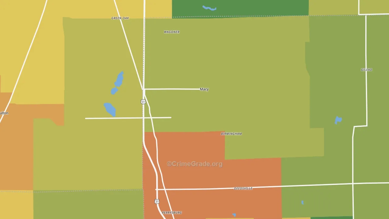 Macy, IN Map of Assault Rates