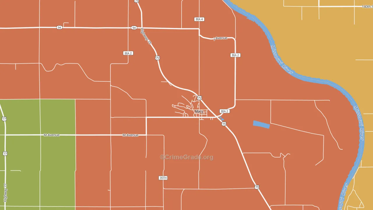 Macy, NE Map of Assault Rates