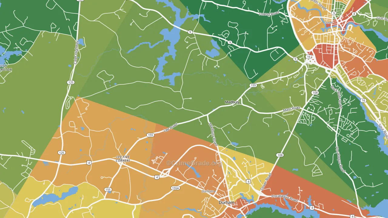 Madbury, NH Map of Assault Rates