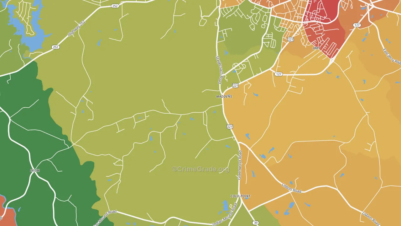 Maddens, SC Map of Assault Rates