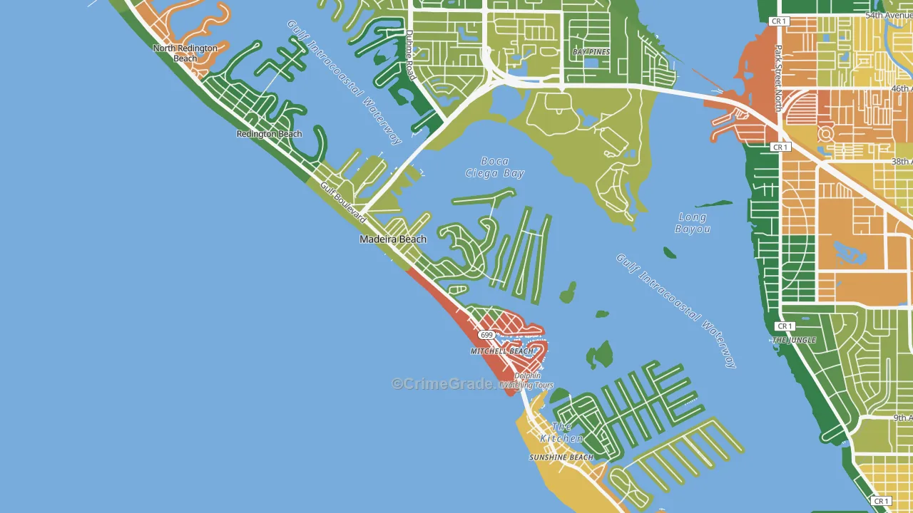 Madeira Beach, FL Map of Assault Rates