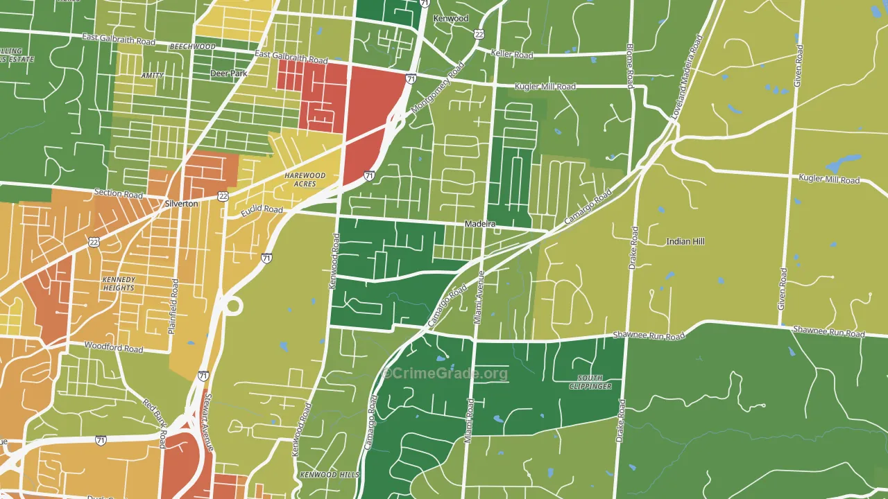 Madeira, OH Map of Assault Rates