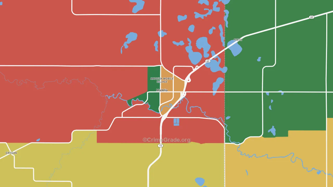 Madelia, MN Map of Assault Rates