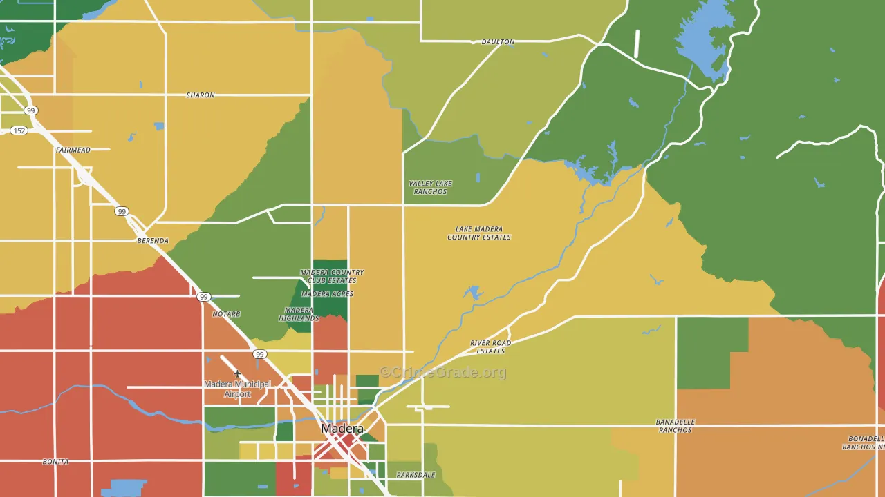 Madera County, CA Map of Assault Rates