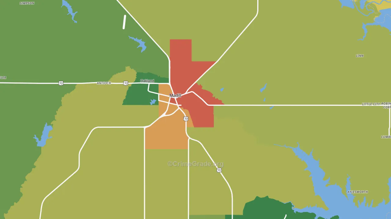 Madill, OK Map of Assault Rates