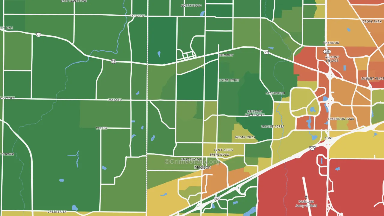 Madison, AL Map of Assault Rates