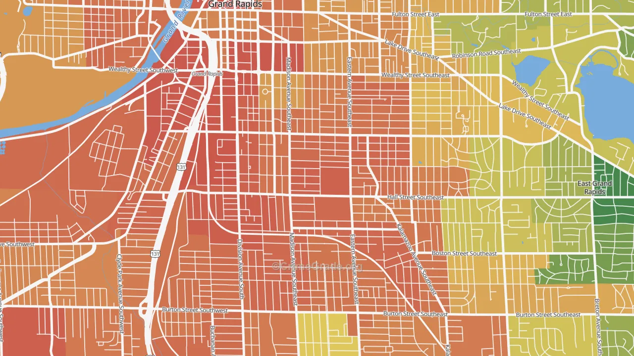 Madison Area, Grand Rapids, MI Map of Assault Rates