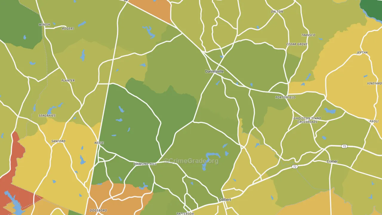 Madison County, GA Map of Assault Rates