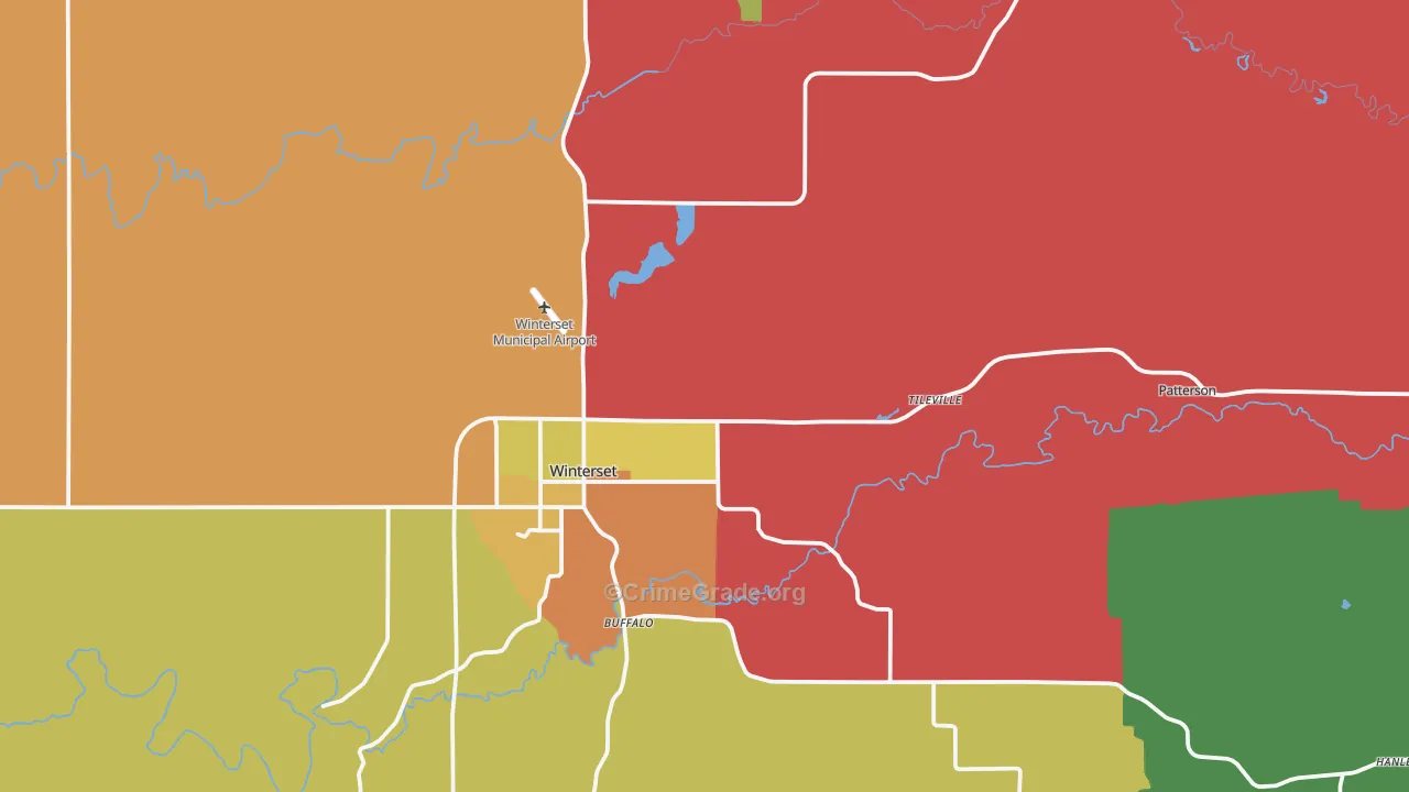 Madison County, IA Map of Assault Rates