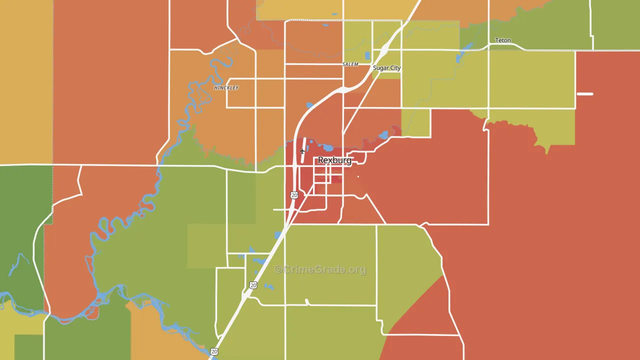 Madison County, ID Map of Assault Rates