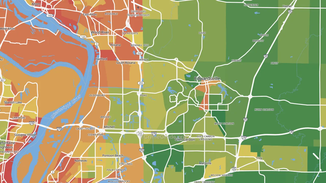 Madison County, IL Map of Assault Rates