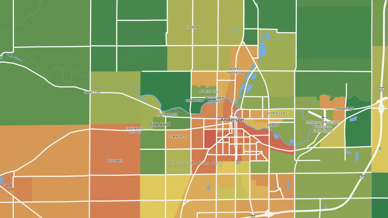 Madison County, IN Map of Assault Rates