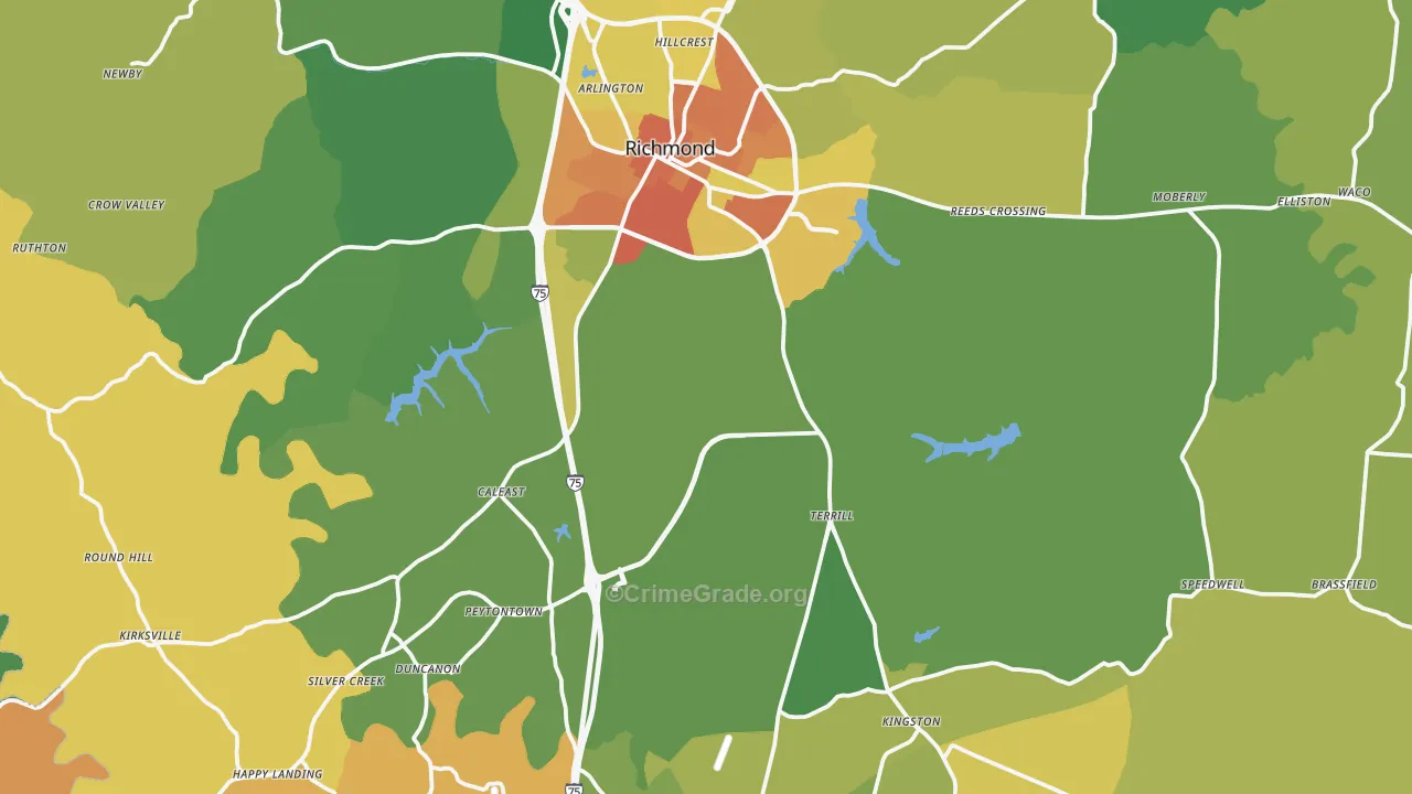 Madison County, KY Map of Assault Rates