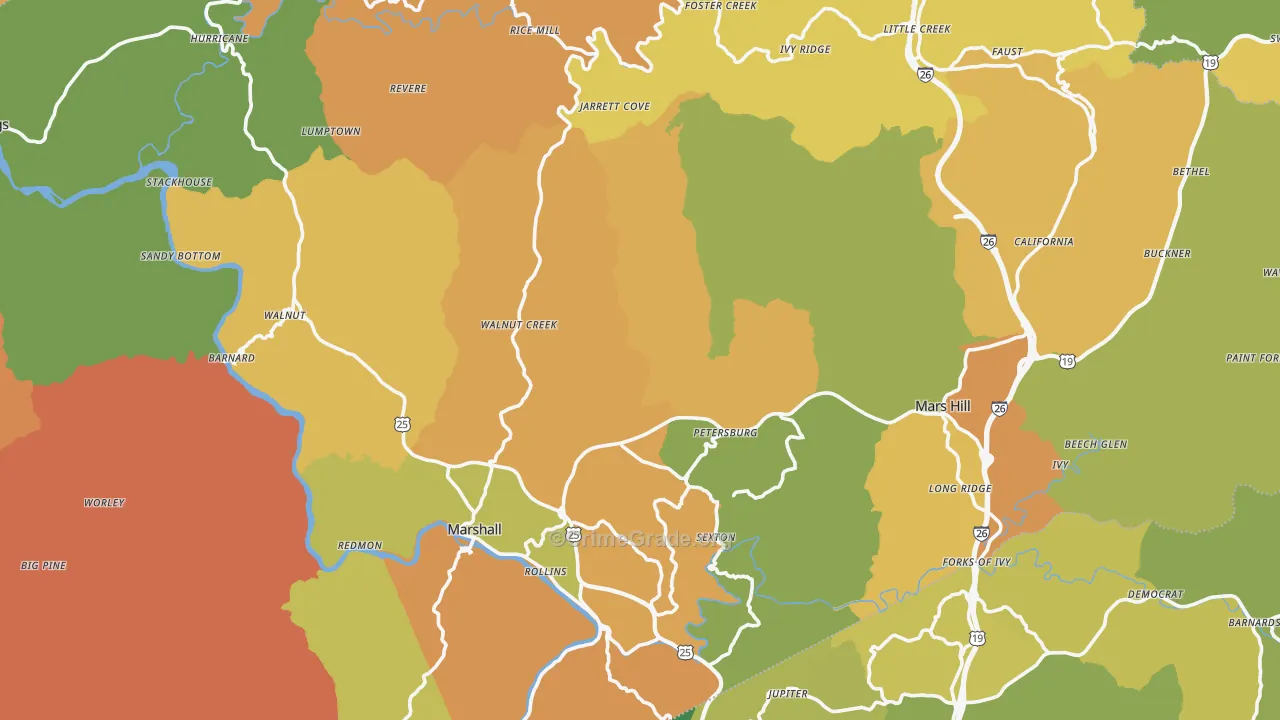 Madison County, NC Map of Assault Rates