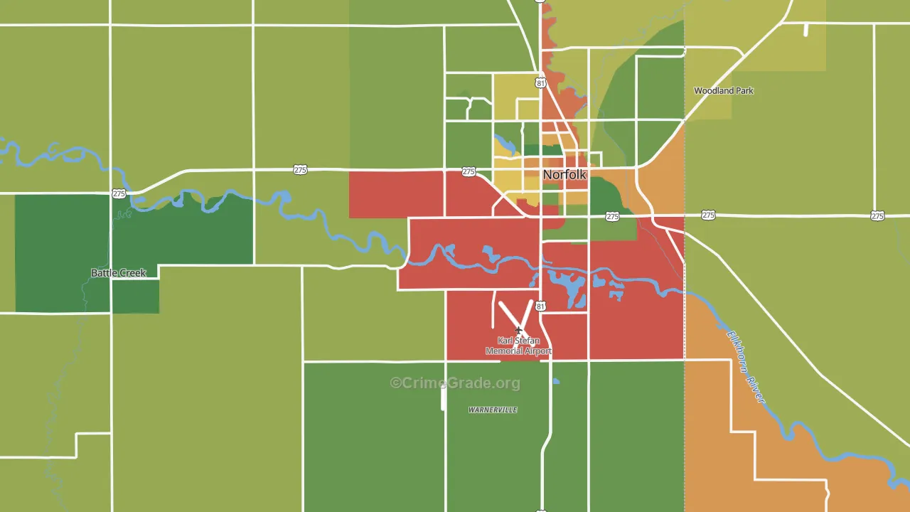 Madison County, NE Map of Assault Rates