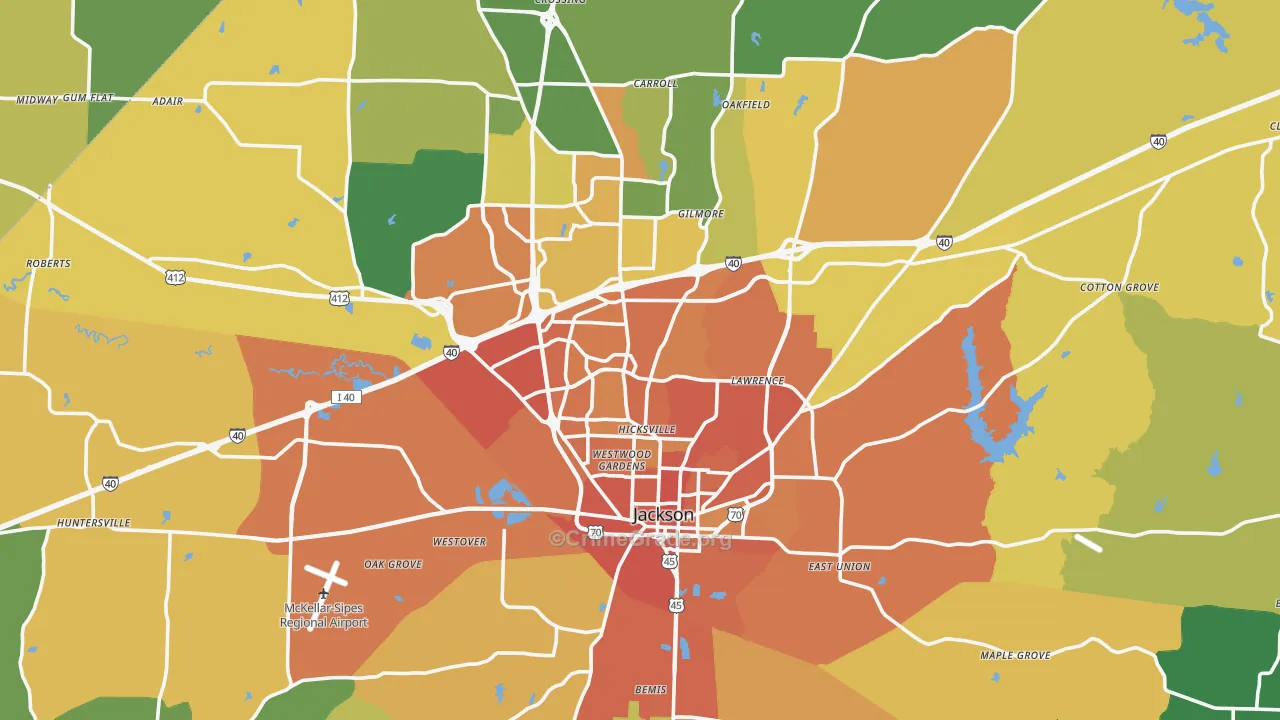 Madison County, TN Map of Assault Rates