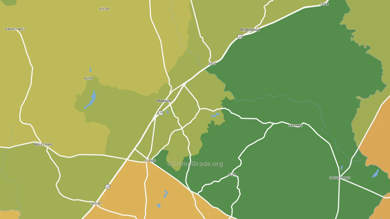 Madison County, VA Map of Assault Rates