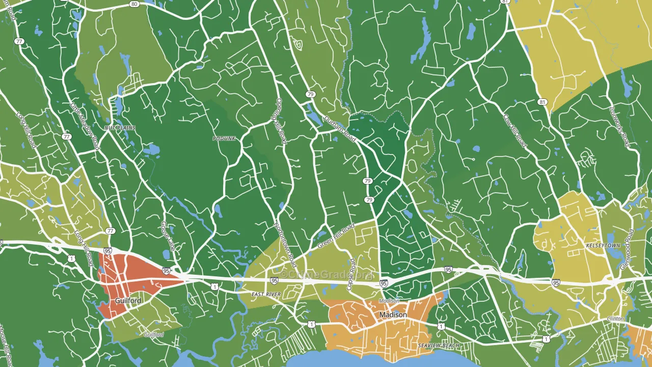 Madison, CT Map of Assault Rates