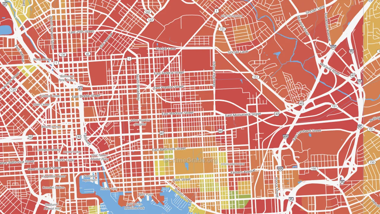 Madison-Eastend, Baltimore, MD Map of Assault Rates