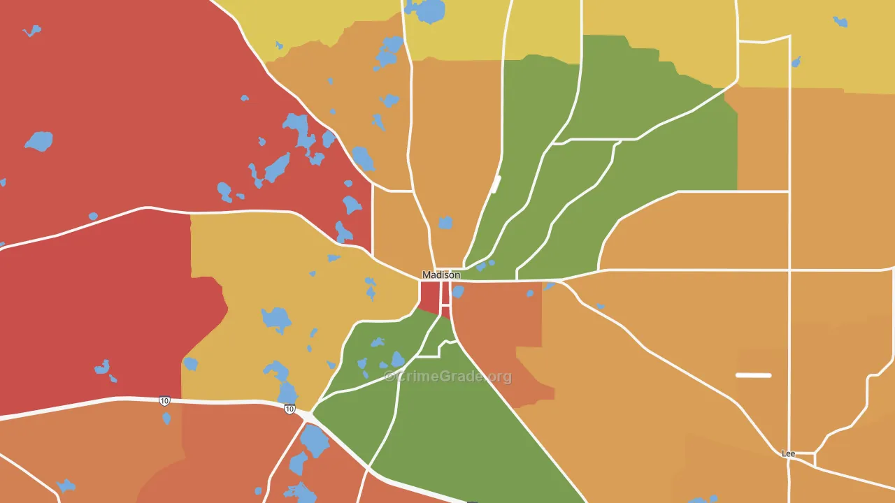 Madison, FL Map of Assault Rates