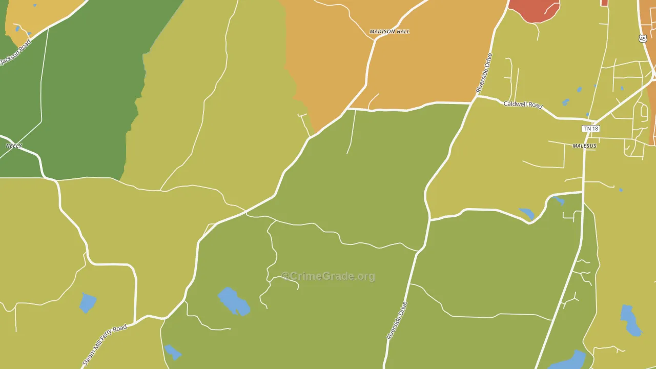 Madison Hall, TN Map of Assault Rates