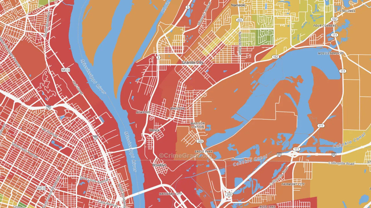 Madison, IL Map of Assault Rates