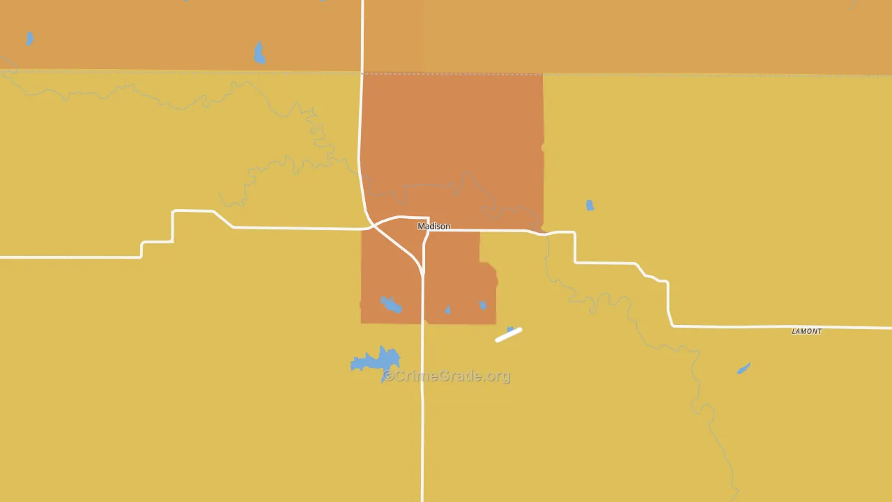 Madison, KS Map of Assault Rates