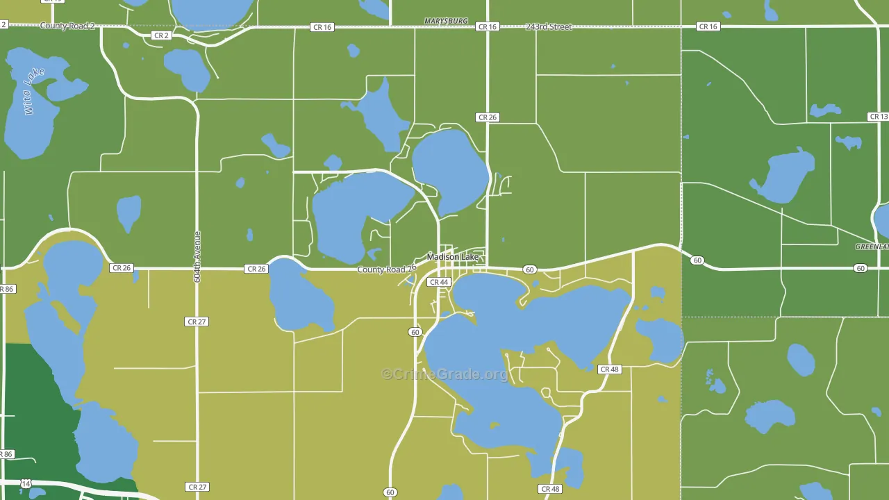 Madison Lake, MN Map of Assault Rates