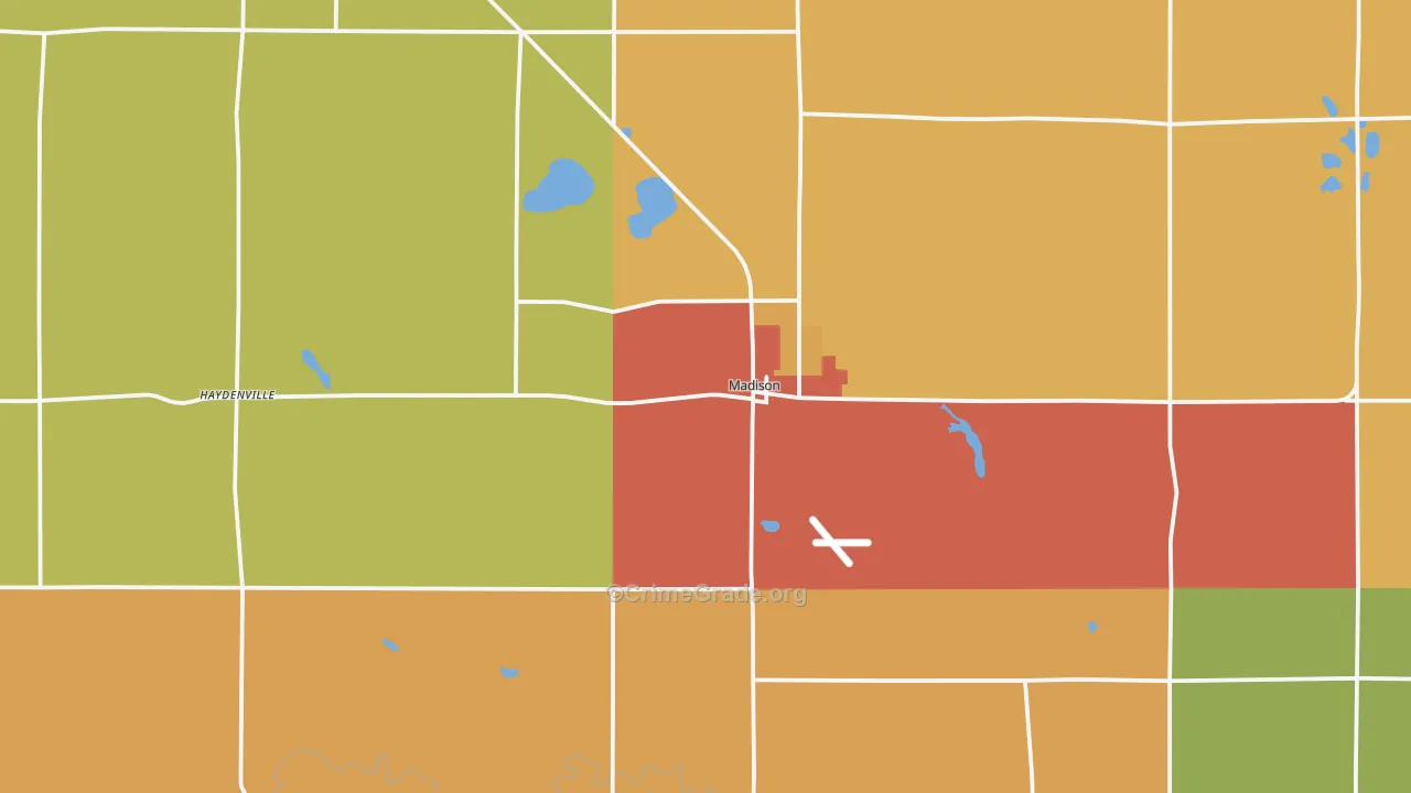 Madison, MN Map of Assault Rates
