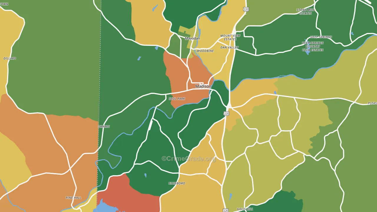 Madison, NC Map of Assault Rates