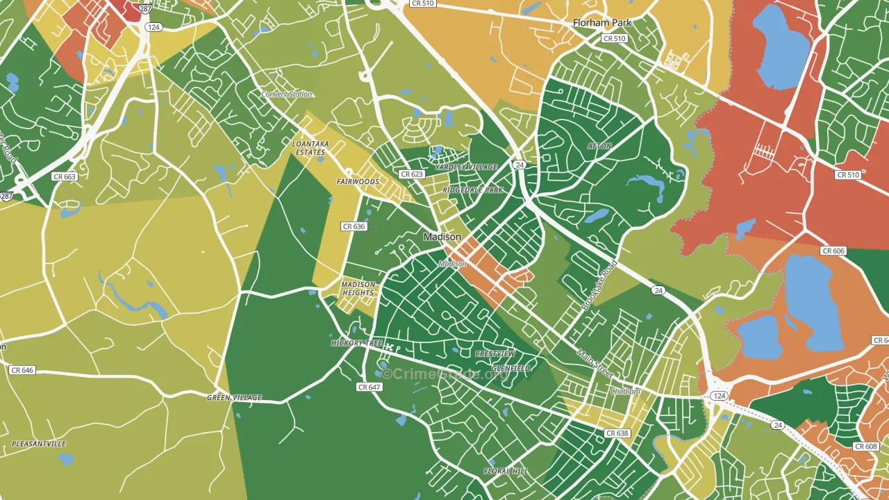 Madison, NJ Map of Assault Rates