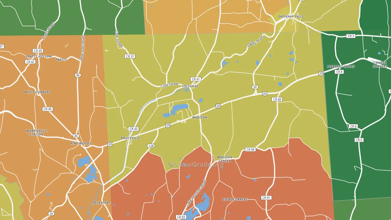 Madison, NY Map of Assault Rates