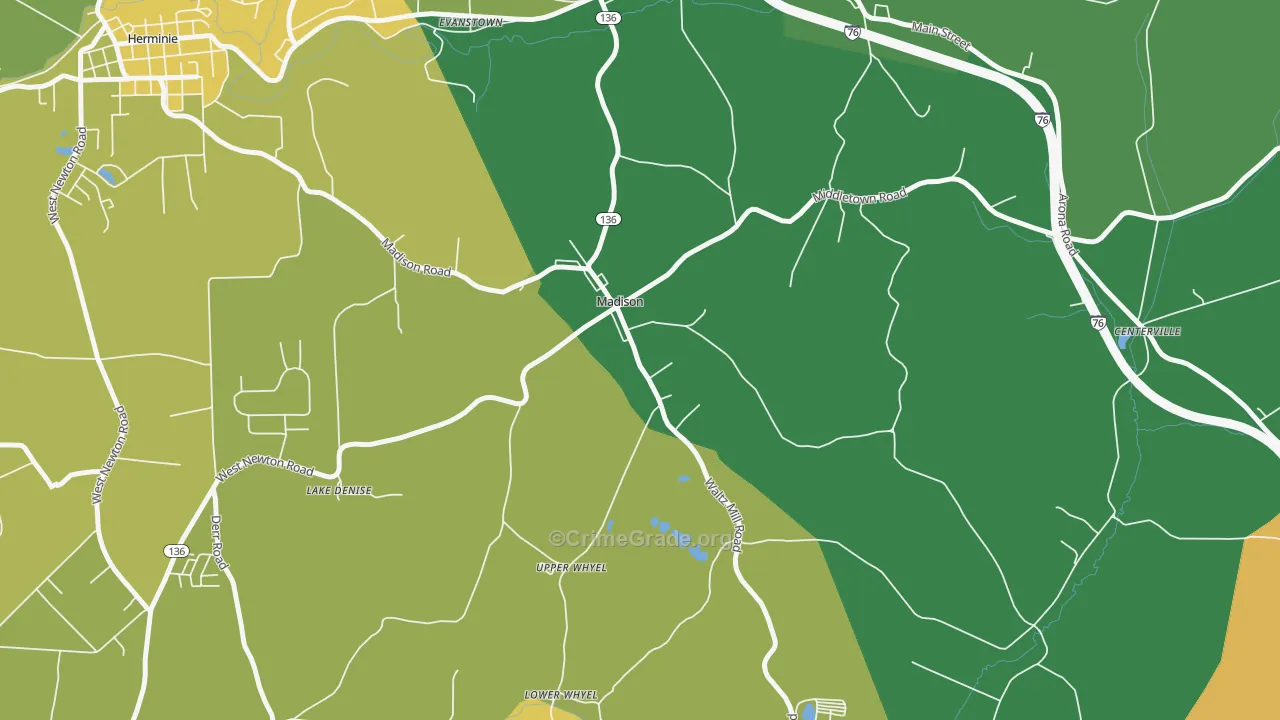 Madison, PA Map of Assault Rates