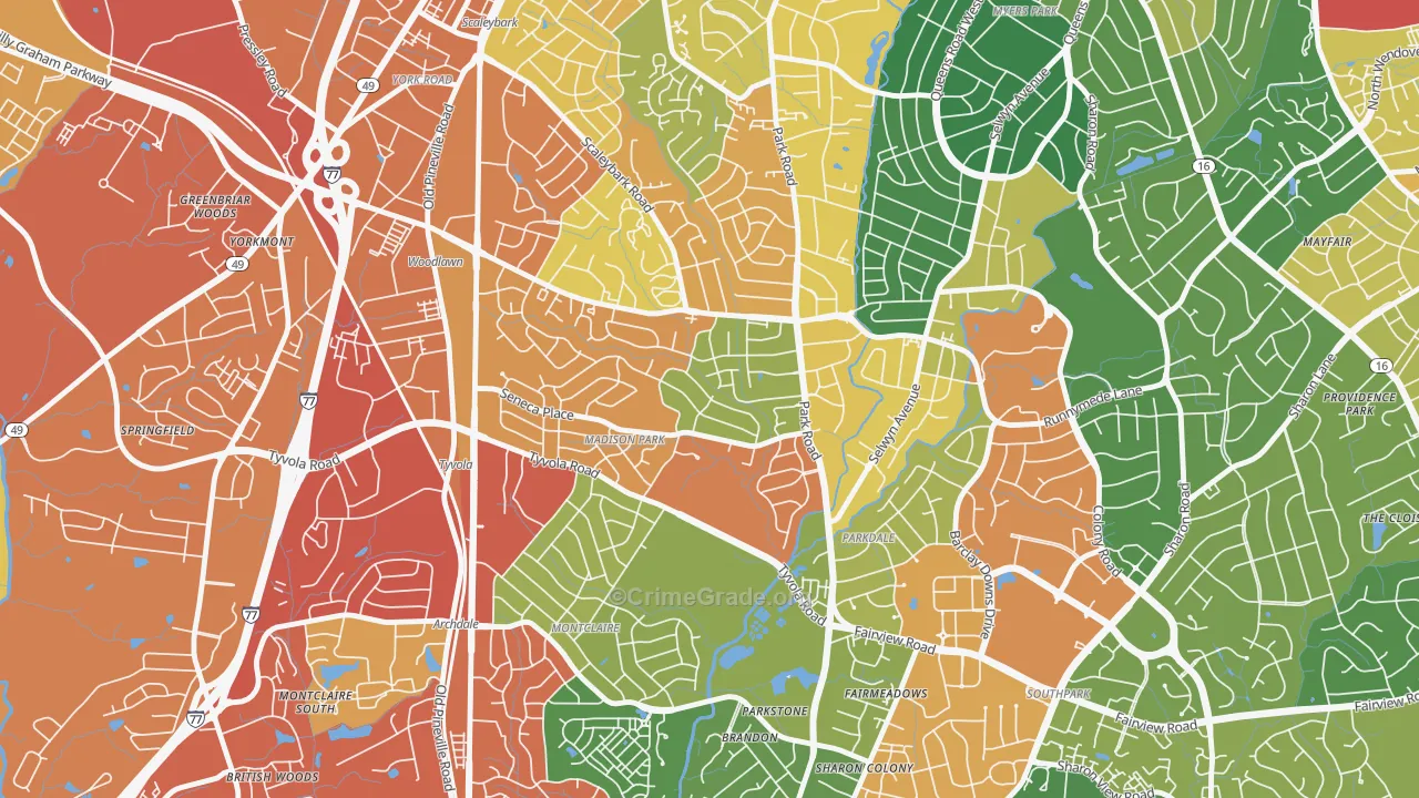 Madison Park, Charlotte, NC Map of Assault Rates