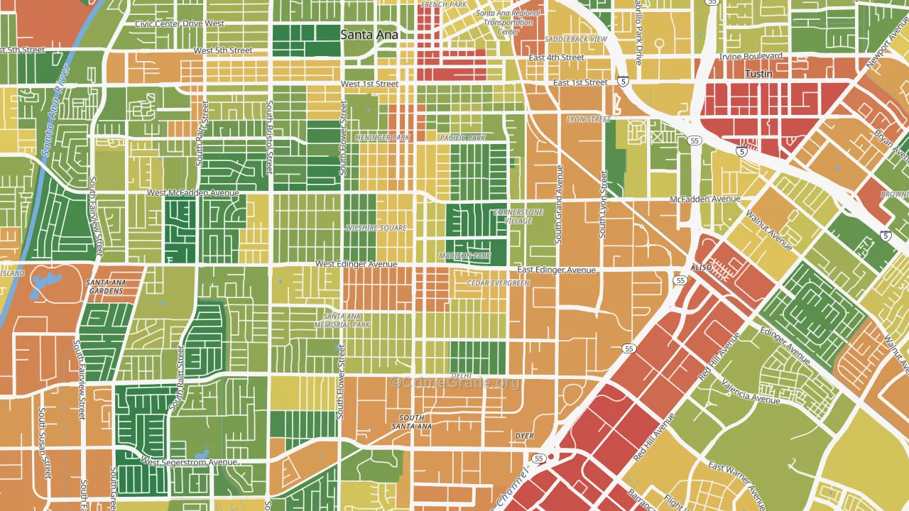 Madison Park, Santa Ana, CA Map of Assault Rates
