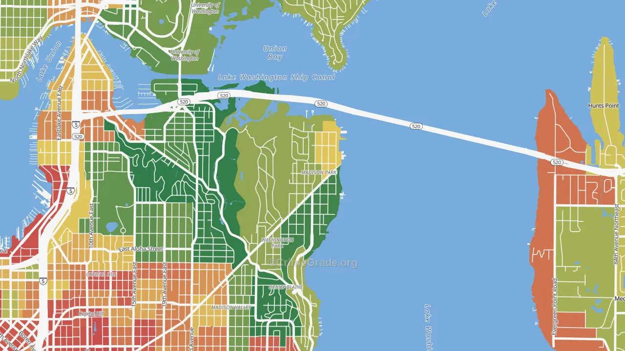 Madison Park, Seattle, WA Map of Assault Rates