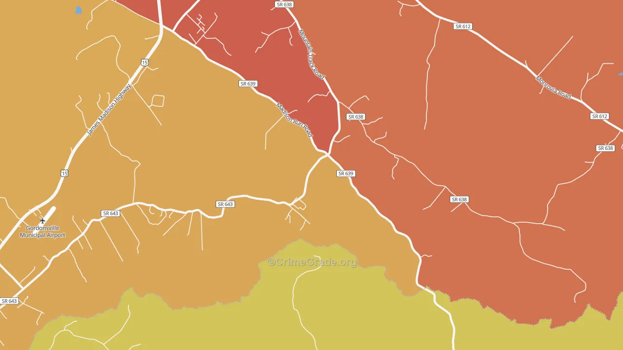 Madison Run, VA Map of Assault Rates