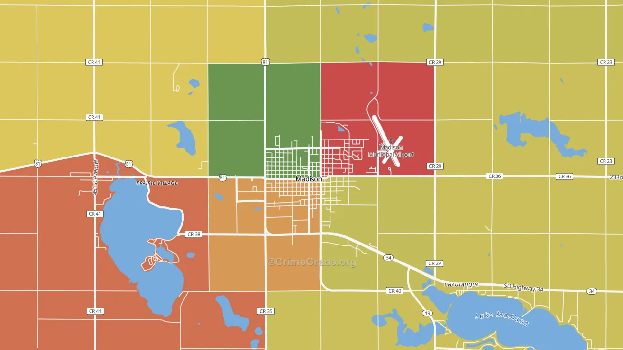 Madison, SD Map of Assault Rates